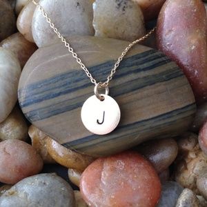 Minimalist 14k gold monogram necklace